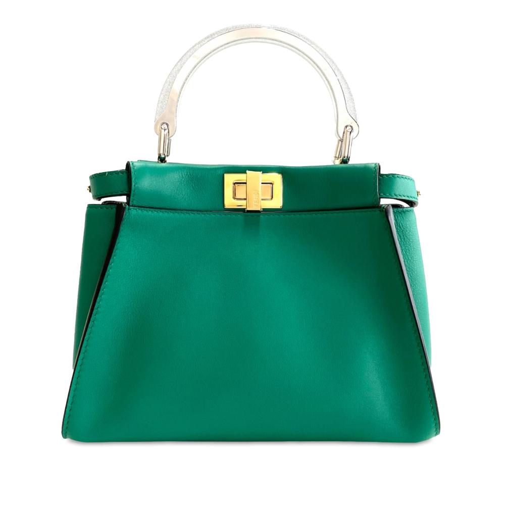 Fendi AB Fendi Green Calf Leather Mini Peekaboo Iconic Italy