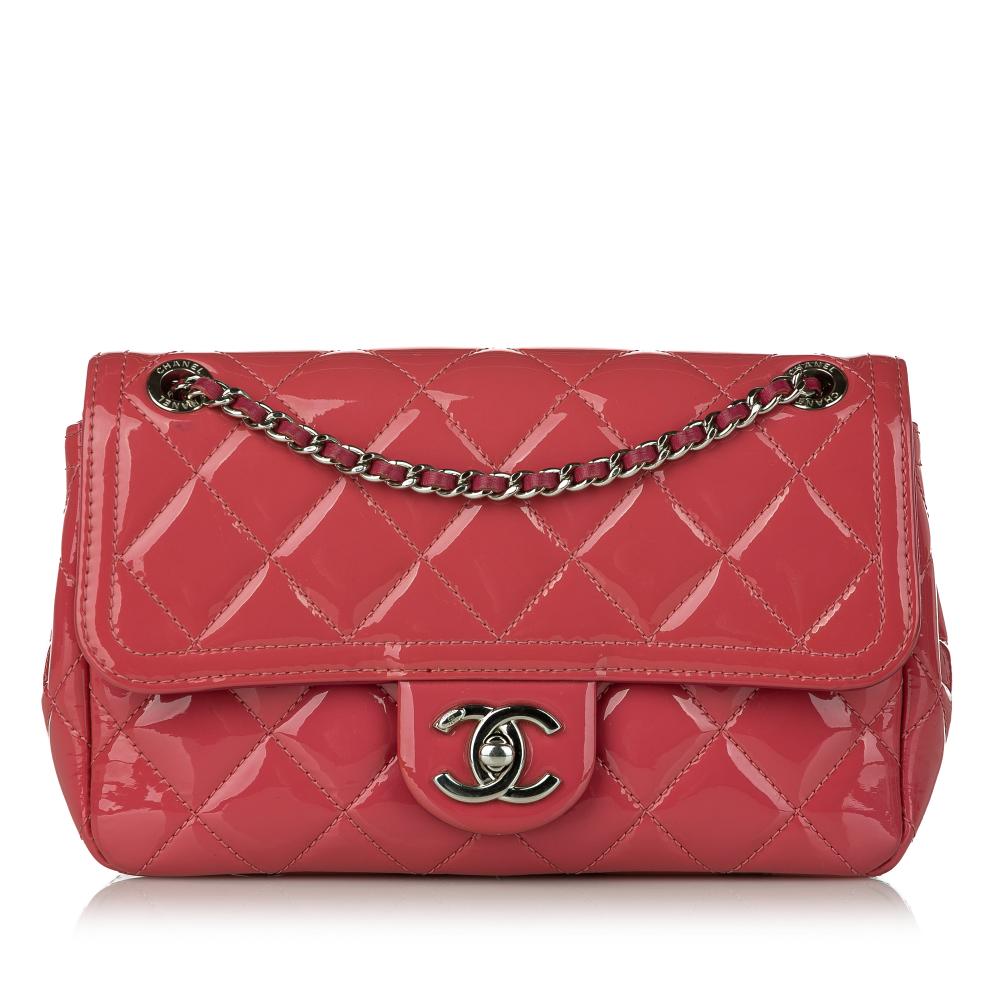 Chanel B Chanel Pink Patent Leather Leather Small Patent Coco Shine Flap France