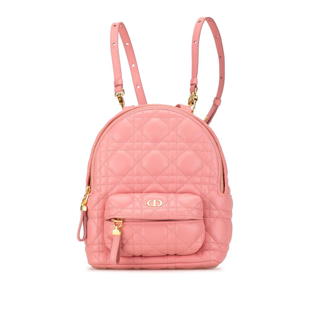 Christian Dior AB Dior Pink Lambskin Leather Leather Mini Cannage Dioramour Backpack Italy