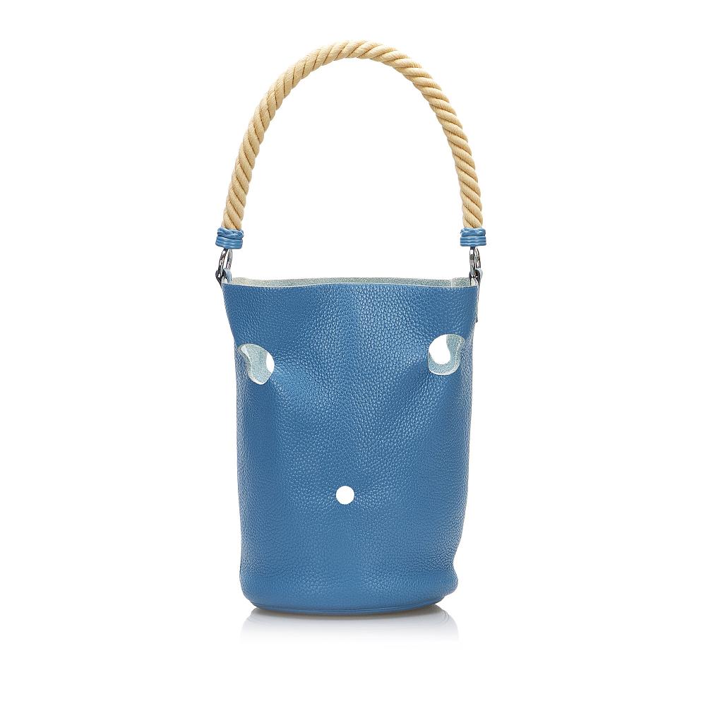 Hermès B Hermès Blue Calf Leather Clemence Mangeoire Bucket PM France