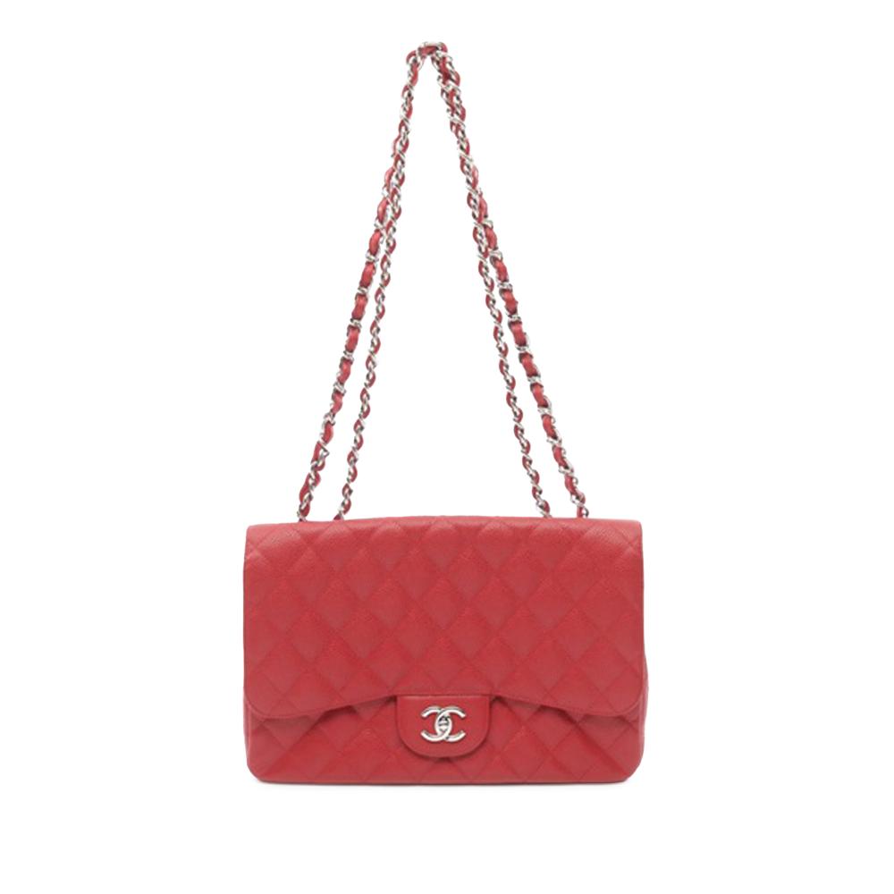 Chanel AB Chanel Red Caviar Leather Leather Jumbo Classic Caviar Single Flap Italy