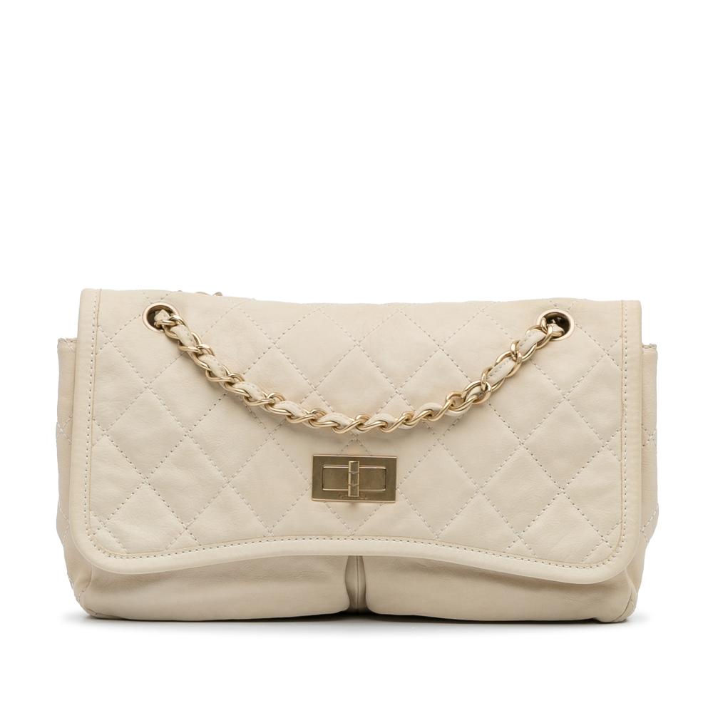 Chanel B Chanel White Lambskin Leather Leather Natural Beauty Split Pocket France