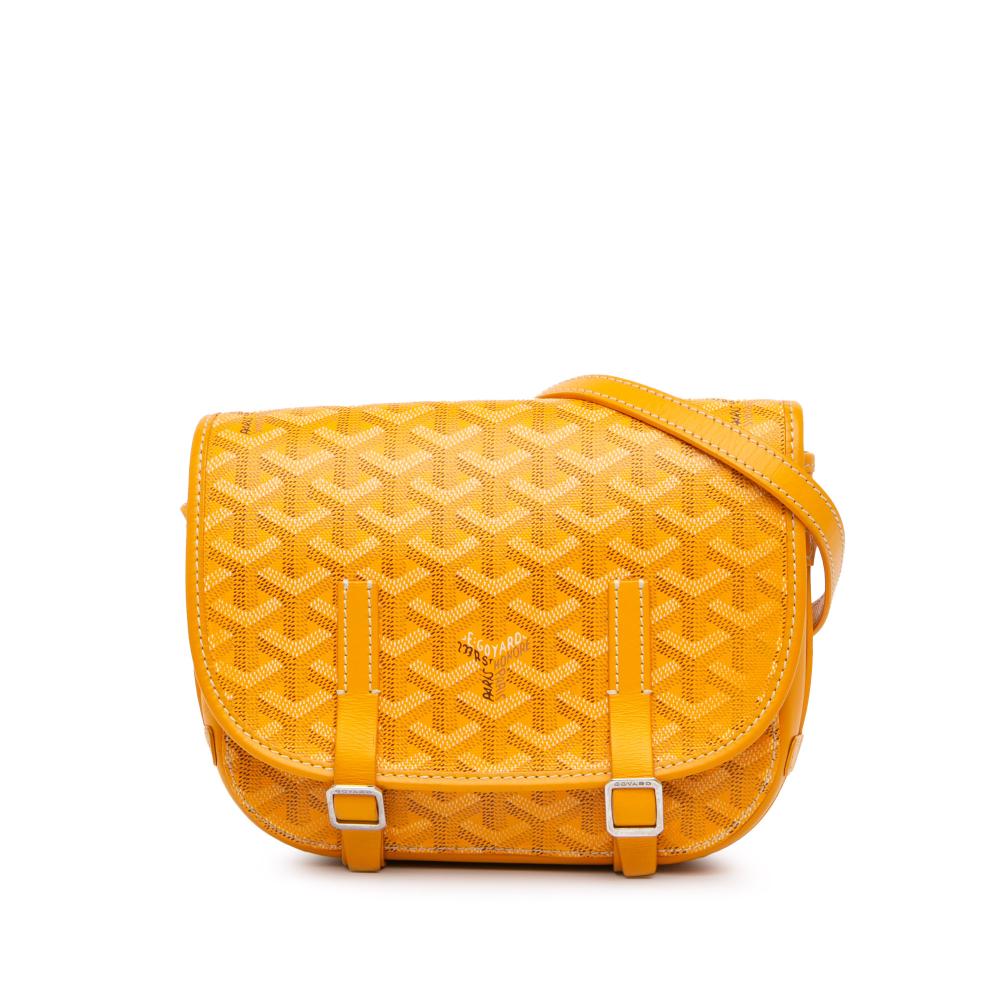 Goyard AB Goyard Yellow Coated Canvas Fabric Goyardine Belvedere PM France