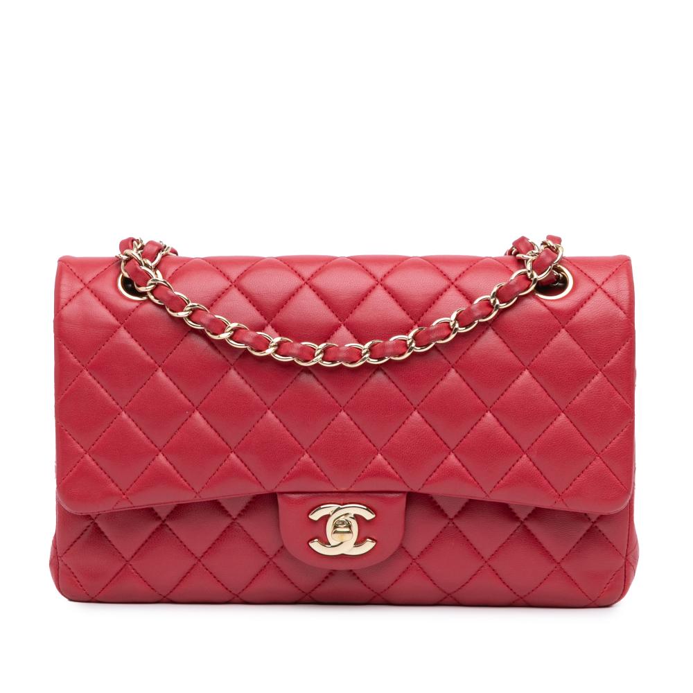 Chanel B Chanel Pink Dark Pink Lambskin Leather Leather Medium Classic Lambskin Double Flap France