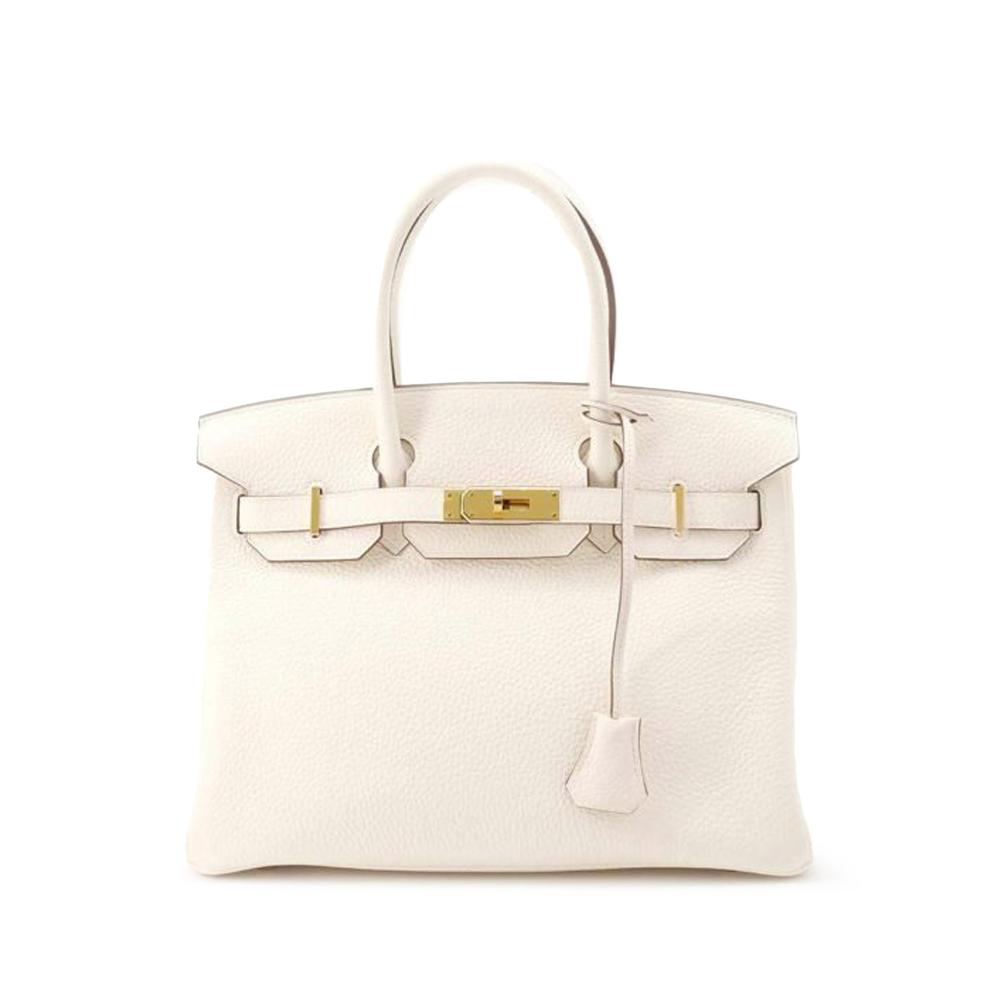 Hermès AB Hermès White Ivory Calf Leather Clemence Birkin Retourne 30 France