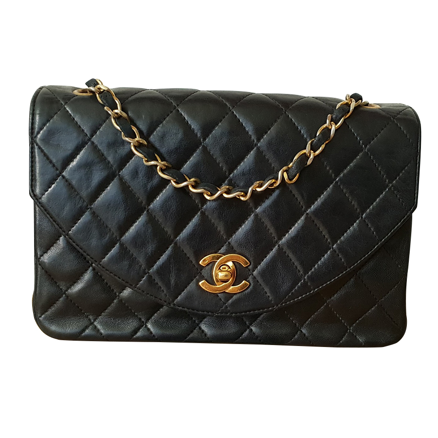 Vintage Chanel 1980's Black Lambskin Leather  Classic Flap shoulder Bag.  - Chanel | MyPrivateDressing