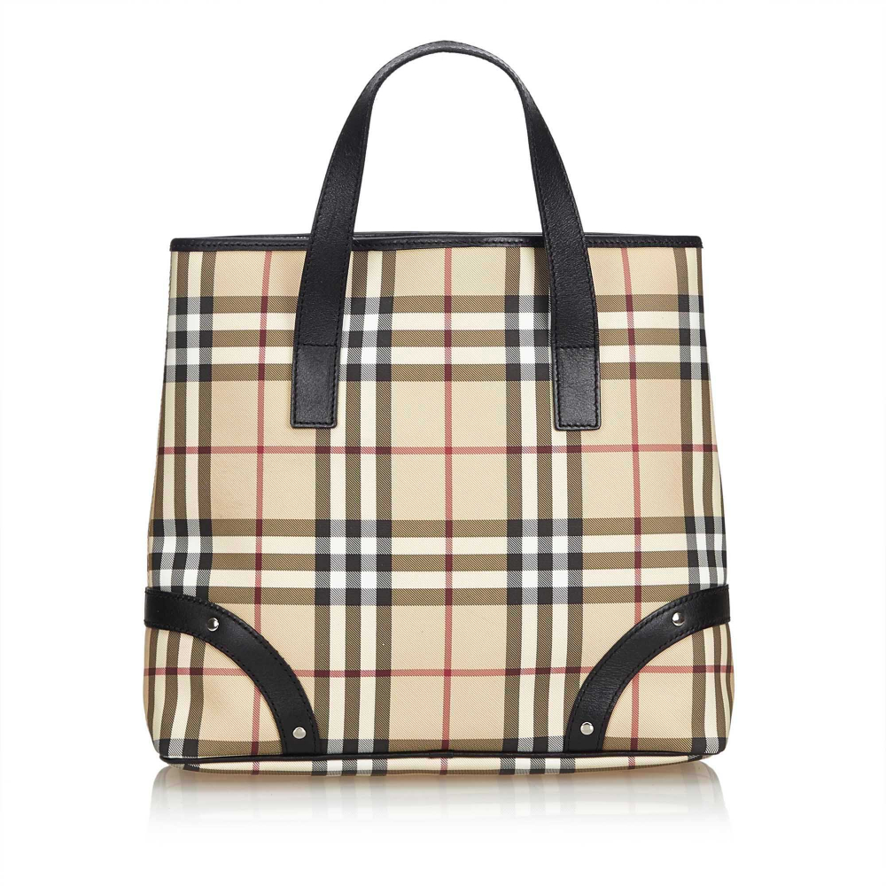 Burberry plaid tote bag best sale