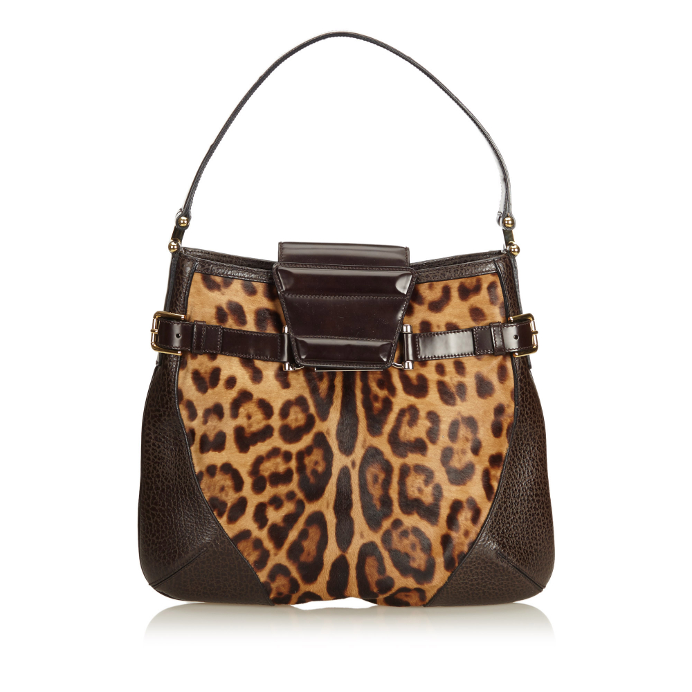 Dolce&Gabbana Leopard Printed Pony Hair Hobo