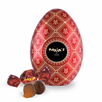 Maxim's Oeuf métal rouge | Boules chocolat lait caramel fondant