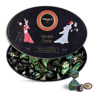 Maxim's Metal box of 25 dark chocolates with a mint heart