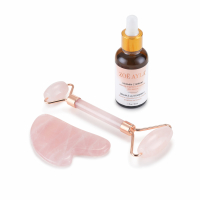 Zoë Ayla Set 'Rose Quartz Roller, Gua Sha & Vitamin C Serum' - 3 Pièces