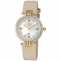 Gevril Women's Matera Swiss Quartz White Mother of Pearl Dial Ecru Suede Strap Diamond Watch