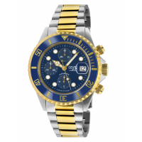 Gevril Men's Wall Street Chrono Blue Dial Blue Ceramic Bezel Two Toned IPYG 316L Stainless Steel Bracelet Watch