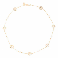 Tory Burch Women's 'Crystal Pearl Logo' Necklace