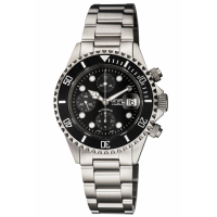 Gevril Men's Wall Street Chrono Blk Dial Blk Ceramic Bezel 316L Stainless Steel Bracelet Watch