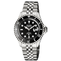 Gevril Men's Wall Street BLK Dial BLK Ceramic Bezel Stainless Steel Bracelet Watch