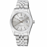 Gevril Men's Automatic West Village Silver Sunray Dial Stainless Steel Bracelet Watch