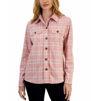 Tommy Hilfiger Women's Collared Plaid Shirt Jacket