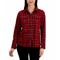 Tommy Hilfiger Women's Collared Plaid Shirt Jacket