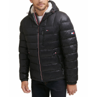 Tommy Hilfiger Men's Sherpa Lined Hooded Quilted Puffer Jacket