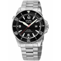 Gevril Men's Canal Street 316L Stainless Steel Case, Black/White Dial, Two Toned 316L Stainless Steel SS/IPYG Bracelet Watch