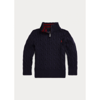 Ralph Lauren Kids Pull 'Cable-Knit Cotton Quarter-Zip' pour Petits garçons