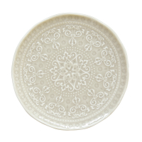 Easy Life Set 6 Porcelain Embossed Side Plates - Light Grey