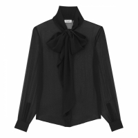 Saint Laurent Women's 'Pussy Bow' Long Sleeve Blouse