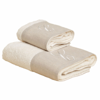 Biancoperla Zahra Hand And Guest Terry Towel Set With Monogram Embroidery, C