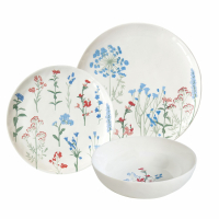 Easy Life Set 12 Plates (4 Side Plates, 4 Soup Plates, 4 Dinner Plates) Mille Fleurs Blue