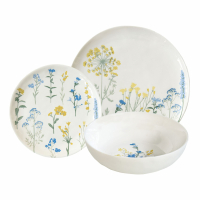 Easy Life Set 12 Plates (4 Side Plates, 4 Soup Plates, 4 Dinner Plates) Mille Fleurs Yellow