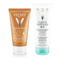 Vichy 'Capital Soleil Protective Cream SPF50+ 3-in-1 Cleansing Milk' Suncare Set - 2 Pieces