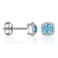 Diamanta Women's 'Popi Coussin Topaze Bleue' Earrings