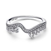 Pandora Women's 'Sparkling Asymmetric Wave' Ring