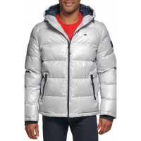 Tommy Hilfiger Men's Quilted Puffer Hooded Mid Length Jacket