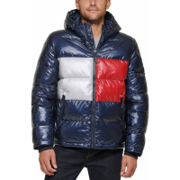 Tommy Hilfiger Men's Quilted Puffer Hooded Mid Length Jacket