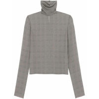 Saint Laurent Women's 'Fine Check' Turtleneck Top