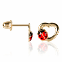 Oro Di Oro Boucles d'oreilles 'Coccinelle Amoureuse' pour Filles