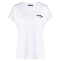 Balmain 'Flocked Logo' T-Shirt für Damen