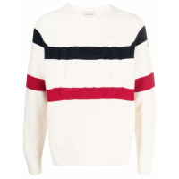 Moncler Pull 'Logo-Patch Striped' pour Hommes