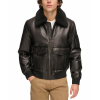 Tommy Hilfiger Men's Faux-Fur-Trim Faux-Leather Bomber Jacket