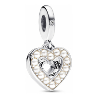 Pandora Women's 'Pearlescent White Heart Mum' Charm