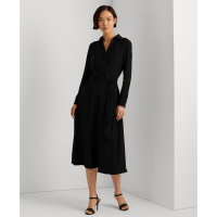 LAUREN Ralph Lauren 'Self-Belt Long-Sleeve Surplice Georgette' Midi Kleid für Damen