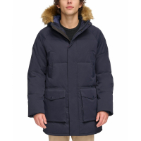 Tommy Hilfiger Men's Long Quilted Parka with Removable Faux-Fur Trim