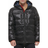 Tommy Hilfiger Men's Pearlized Water Resistant Hooded Puffer Jacket