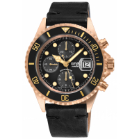 Gevril Men's Wall Street Chronograph Bronze Blk Lacca Dial Blk Ceramic Bezel Watch