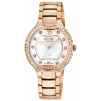 Gevril Women's Lugano Swiss Diamond, White MOP Dial, 316L Stainless Steel IPRG Case Watch