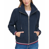 Tommy Hilfiger Zip-Front Fleece Bomber Jacket pour Femmes