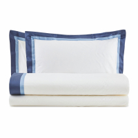 Biancoperla William Ivory/Blue King-Size Bed Complete Set