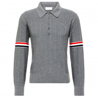 Thom Browne Men's 'Rwb-Striped' Long-Sleeve Polo Shirt